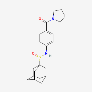 molecular formula C21H28N2O2S B11068365 N-[4-(pyrrolidine-1-carbonyl)phenyl]adamantane-1-sulfinamide 