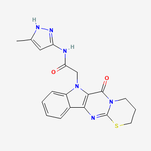 molecular formula C19H18N6O2S B11068499 N-(5-methyl-1H-pyrazol-3-yl)-2-(2-oxo-7-thia-3,9,17-triazatetracyclo[8.7.0.03,8.011,16]heptadeca-1(10),8,11,13,15-pentaen-17-yl)acetamide 