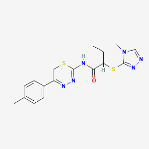molecular formula C17H20N6OS2 B11068837 N-[5-(4-methylphenyl)-6H-1,3,4-thiadiazin-2-yl]-2-[(4-methyl-4H-1,2,4-triazol-3-yl)sulfanyl]butanamide 