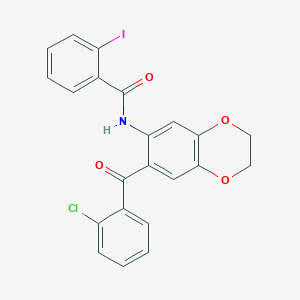 molecular formula C22H15ClINO4 B11068997 N-[7-(2-chlorobenzoyl)-2,3-dihydro-1,4-benzodioxin-6-yl]-2-iodobenzamide 