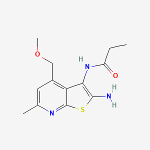 molecular formula C13H17N3O2S B11069402 N-[2-amino-4-(methoxymethyl)-6-methylthieno[2,3-b]pyridin-3-yl]propanamide 
