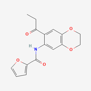 molecular formula C16H15NO5 B11069454 N-(7-propanoyl-2,3-dihydro-1,4-benzodioxin-6-yl)furan-2-carboxamide 