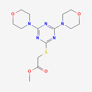 molecular formula C14H21N5O4S B11070378 Methyl {[4,6-di(morpholin-4-yl)-1,3,5-triazin-2-yl]sulfanyl}acetate 