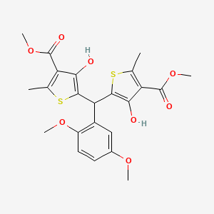 molecular formula C23H24O8S2 B11070722 Dimethyl 5,5'-[(2,5-dimethoxyphenyl)methanediyl]bis(4-hydroxy-2-methylthiophene-3-carboxylate) 