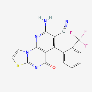 molecular formula C17H8F3N5OS B11071009 2-amino-5-oxo-4-[2-(trifluoromethyl)phenyl]-5H-pyrido[3,2-e][1,3]thiazolo[3,2-a]pyrimidine-3-carbonitrile 