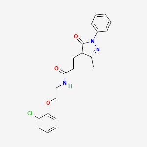 molecular formula C21H22ClN3O3 B11071220 N-[2-(2-chlorophenoxy)ethyl]-3-(3-methyl-5-oxo-1-phenyl-4,5-dihydro-1H-pyrazol-4-yl)propanamide 