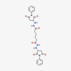 molecular formula C26H28N6O6 B11071284 N'~1~,N'~6~-bis(2,5-dioxo-1-phenylpyrrolidin-3-yl)hexanedihydrazide 
