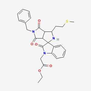 molecular formula C27H29N3O5S B11071543 Ethyl [5'-benzyl-3'-[2-(methylthio)ethyl]-2,4',6'-trioxo-3',3A',4',5',6',6A'-hexahydro-2'H-spiro[indole-3,1'-pyrrolo[3,4-C]pyrrol]-1(2H)-YL]acetate 