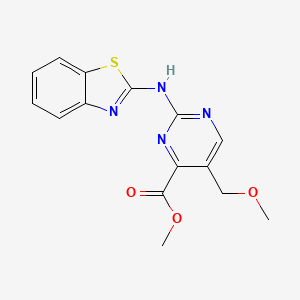molecular formula C15H14N4O3S B11071545 Methyl 2-(1,3-benzothiazol-2-ylamino)-5-(methoxymethyl)pyrimidine-4-carboxylate 