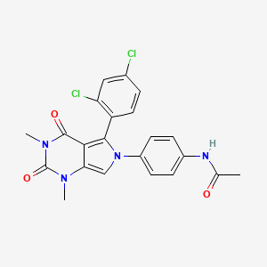 molecular formula C22H18Cl2N4O3 B11071581 N-{4-[5-(2,4-dichlorophenyl)-1,3-dimethyl-2,4-dioxo-1,2,3,4-tetrahydro-6H-pyrrolo[3,4-d]pyrimidin-6-yl]phenyl}acetamide 