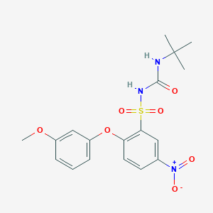 molecular formula C18H21N3O7S B110716 1-Tert-butyl-3-[2-(3-methoxyphenoxy)-5-nitrophenyl]sulfonylurea CAS No. 945716-28-9