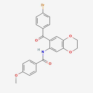 molecular formula C23H18BrNO5 B11071769 N-{7-[(4-bromophenyl)carbonyl]-2,3-dihydro-1,4-benzodioxin-6-yl}-4-methoxybenzamide 