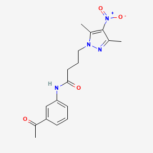 molecular formula C17H20N4O4 B11071839 N-(3-acetylphenyl)-4-(3,5-dimethyl-4-nitro-1H-pyrazol-1-yl)butanamide 