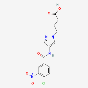 molecular formula C14H13ClN4O5 B11072049 4-(4-{[(4-chloro-3-nitrophenyl)carbonyl]amino}-1H-pyrazol-1-yl)butanoic acid 