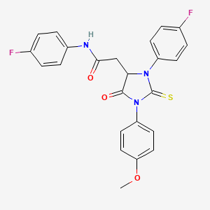 molecular formula C24H19F2N3O3S B11072163 N-(4-fluorophenyl)-2-[3-(4-fluorophenyl)-1-(4-methoxyphenyl)-5-oxo-2-thioxoimidazolidin-4-yl]acetamide 