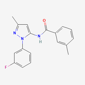 molecular formula C18H16FN3O B11072173 N-[1-(3-fluorophenyl)-3-methyl-1H-pyrazol-5-yl]-3-methylbenzamide 
