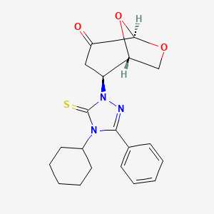 molecular formula C20H23N3O3S B11072459 (1S,2S,5R)-2-(4-cyclohexyl-3-phenyl-5-thioxo-4,5-dihydro-1H-1,2,4-triazol-1-yl)-6,8-dioxabicyclo[3.2.1]octan-4-one (non-preferred name) 