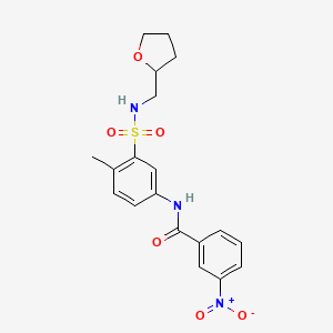 molecular formula C19H21N3O6S B11072908 N-{4-methyl-3-[(tetrahydrofuran-2-ylmethyl)sulfamoyl]phenyl}-3-nitrobenzamide 
