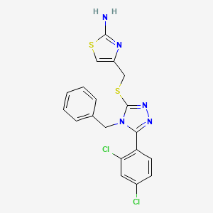 molecular formula C19H15Cl2N5S2 B11072984 4-({[4-benzyl-5-(2,4-dichlorophenyl)-4H-1,2,4-triazol-3-yl]sulfanyl}methyl)-1,3-thiazol-2-amine 