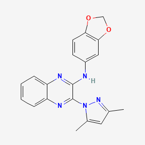 molecular formula C20H17N5O2 B11073208 N-(1,3-benzodioxol-5-yl)-3-(3,5-dimethylpyrazol-1-yl)quinoxalin-2-amine 