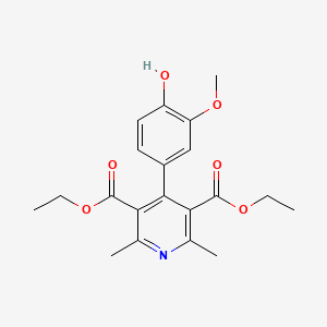 molecular formula C20H23NO6 B11074826 Diethyl 4-(4-hydroxy-3-methoxyphenyl)-2,6-dimethylpyridine-3,5-dicarboxylate 