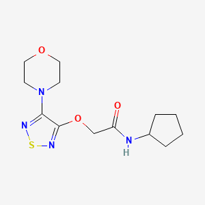 molecular formula C13H20N4O3S B11076321 N-cyclopentyl-2-{[4-(morpholin-4-yl)-1,2,5-thiadiazol-3-yl]oxy}acetamide 