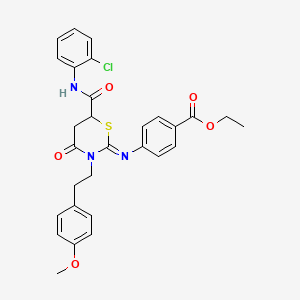 molecular formula C29H28ClN3O5S B11077505 ethyl 4-({(2Z)-6-[(2-chlorophenyl)carbamoyl]-3-[2-(4-methoxyphenyl)ethyl]-4-oxo-1,3-thiazinan-2-ylidene}amino)benzoate 