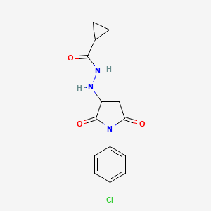 molecular formula C14H14ClN3O3 B11077763 N'-[1-(4-chlorophenyl)-2,5-dioxopyrrolidin-3-yl]cyclopropanecarbohydrazide 