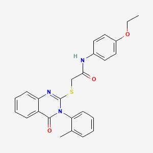 molecular formula C25H23N3O3S B11083628 N-(4-ethoxyphenyl)-2-{[3-(2-methylphenyl)-4-oxo-3,4-dihydroquinazolin-2-yl]sulfanyl}acetamide 