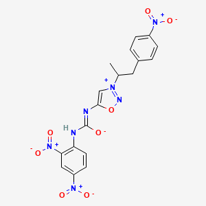 molecular formula C18H15N7O8 B11088701 N-(2,4-dinitrophenyl)-N'-[3-[1-(4-nitrophenyl)propan-2-yl]oxadiazol-3-ium-5-yl]carbamimidate 