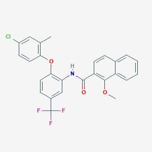 molecular formula C26H19ClF3NO3 B11088710 N-[2-(4-chloro-2-methylphenoxy)-5-(trifluoromethyl)phenyl]-1-methoxynaphthalene-2-carboxamide 