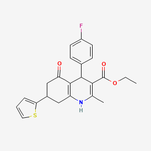 molecular formula C23H22FNO3S B11088846 Ethyl 4-(4-fluorophenyl)-2-methyl-5-oxo-7-(thiophen-2-yl)-1,4,5,6,7,8-hexahydroquinoline-3-carboxylate 