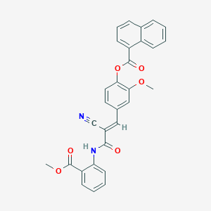 molecular formula C30H22N2O6 B11089068 4-[(1E)-2-cyano-3-{[2-(methoxycarbonyl)phenyl]amino}-3-oxoprop-1-en-1-yl]-2-methoxyphenyl naphthalene-1-carboxylate 