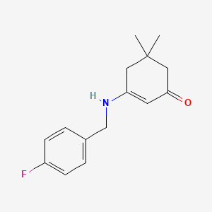 molecular formula C15H18FNO B11089189 Cyclohex-2-enone, 3-(4-fluorobenzylamino)-5,5-dimethyl- 