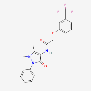 molecular formula C20H18F3N3O3 B11089221 N-(1,5-dimethyl-3-oxo-2-phenyl-2,3-dihydro-1H-pyrazol-4-yl)-2-[3-(trifluoromethyl)phenoxy]acetamide 