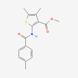 molecular formula C16H17NO3S B11089228 Methyl 4,5-dimethyl-2-{[(4-methylphenyl)carbonyl]amino}thiophene-3-carboxylate 