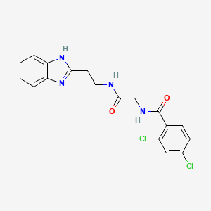 molecular formula C18H16Cl2N4O2 B11089288 N-(2-{[2-(1H-benzimidazol-2-yl)ethyl]amino}-2-oxoethyl)-2,4-dichlorobenzamide 