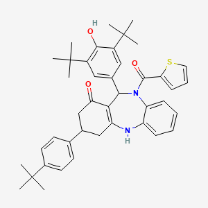 molecular formula C42H48N2O3S B11089325 3-(4-tert-butylphenyl)-11-(3,5-di-tert-butyl-4-hydroxyphenyl)-10-(thiophen-2-ylcarbonyl)-2,3,4,5,10,11-hexahydro-1H-dibenzo[b,e][1,4]diazepin-1-one 