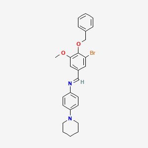 molecular formula C26H27BrN2O2 B11090080 N-{(E)-[4-(benzyloxy)-3-bromo-5-methoxyphenyl]methylidene}-4-(piperidin-1-yl)aniline 