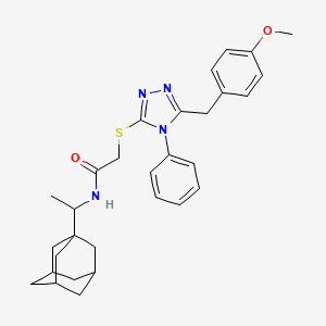 molecular formula C30H36N4O2S B11091751 N-[1-(Adamantan-1-YL)ethyl]-2-{[5-(4-methoxybenzyl)-4-phenyl-4H-1,2,4-triazol-3-YL]sulfanyl}acetamide 
