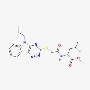 molecular formula C21H25N5O3S B11091779 Methyl 2-({2-[(5-allyl-5H-[1,2,4]triazino[5,6-B]indol-3-YL)sulfanyl]acetyl}amino)-4-methylpentanoate 