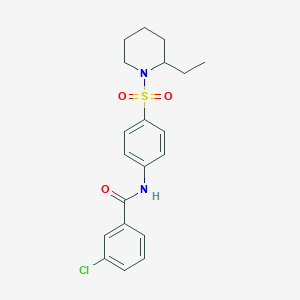 molecular formula C20H23ClN2O3S B11091812 3-chloro-N-{4-[(2-ethylpiperidin-1-yl)sulfonyl]phenyl}benzamide 