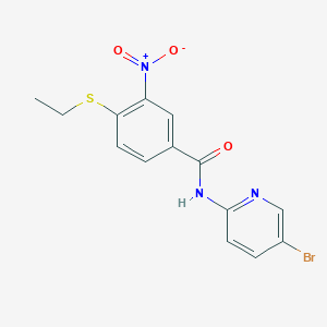 molecular formula C14H12BrN3O3S B11091851 N-(5-bromopyridin-2-yl)-4-(ethylsulfanyl)-3-nitrobenzamide 