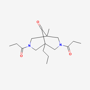 molecular formula C17H28N2O3 B11091919 1-Methyl-3,7-dipropanoyl-5-propyl-3,7-diazabicyclo[3.3.1]nonan-9-one 