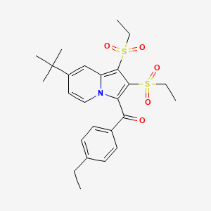 molecular formula C25H31NO5S2 B11091934 [7-Tert-butyl-1,2-bis(ethylsulfonyl)indolizin-3-yl](4-ethylphenyl)methanone 