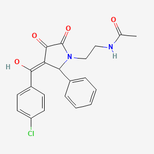 molecular formula C21H19ClN2O4 B11092188 N-(2-{3-[(4-chlorophenyl)carbonyl]-4-hydroxy-5-oxo-2-phenyl-2,5-dihydro-1H-pyrrol-1-yl}ethyl)acetamide 