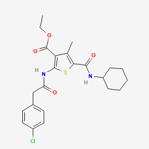 molecular formula C23H27ClN2O4S B11092202 Ethyl 2-{[(4-chlorophenyl)acetyl]amino}-5-(cyclohexylcarbamoyl)-4-methylthiophene-3-carboxylate 
