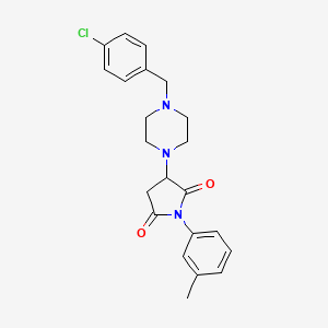 molecular formula C22H24ClN3O2 B11092220 3-[4-(4-Chlorobenzyl)piperazin-1-yl]-1-(3-methylphenyl)pyrrolidine-2,5-dione 