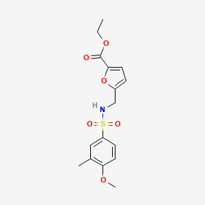 molecular formula C16H19NO6S B11092313 Furan-2-carboxylic acid, 5-[(4-methoxy-3-methylbenzenesulfonylamino)methyl]-, ethyl ester 