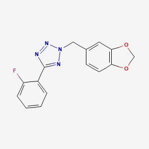 molecular formula C15H11FN4O2 B11092364 2-(1,3-benzodioxol-5-ylmethyl)-5-(2-fluorophenyl)-2H-tetrazole 